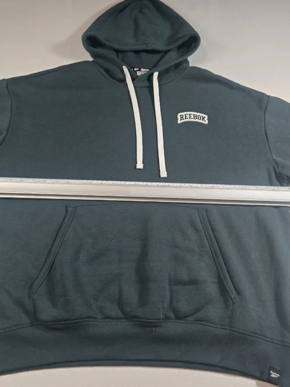 Reebok Pullover Hoodie Dark Teal Green Embroidered Logo Sweatshirt Size XL